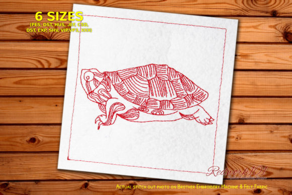 Beautiful Giant Tortoise Redwork for Seasonal Embroidery