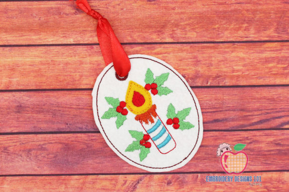 Christmas Candle and Holly Berry: A Festive Embroidery Design Review