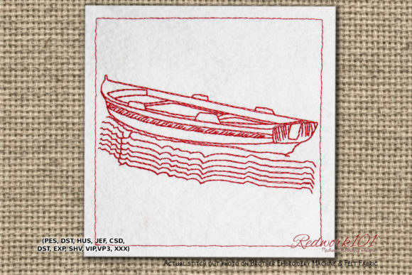 Empty Boat Bluework for Sweatshirt Embroidery