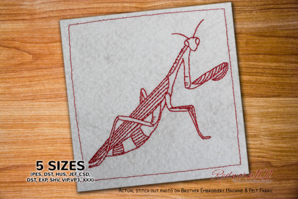 Mantis Redwork: A Delicate Embroidery Design for Meaningful Handmade Gifts