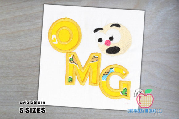 Oh My God with Cartoon Face Applique for Seasonal Embroidery