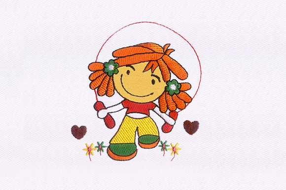 Skip into Style with the Skipping Girl Embroidery Design